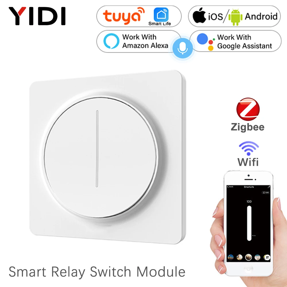 Tuya WiFi + ZigBee Smart Touch Dimmer Switch, Wireless Remote Voice Control, Tuya Smart Life App Work with Alexa Google Home