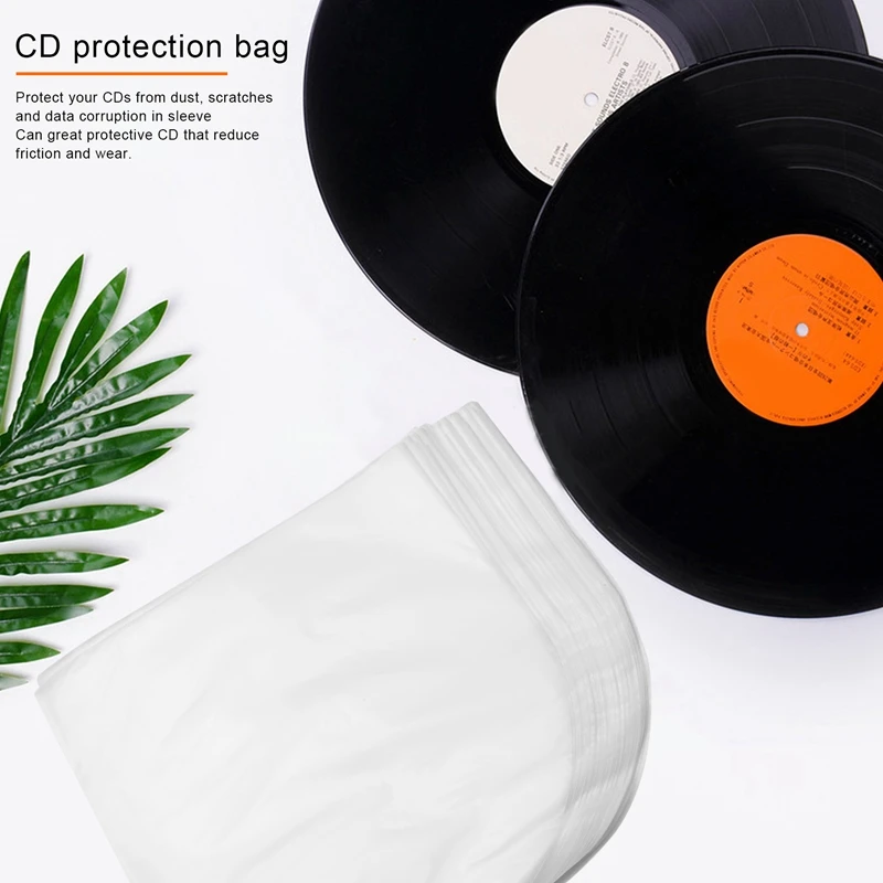 12 Inch Vinyl Record Protecter LP Record Plastic Bags Anti-Static Record Sleeves Outer Inner Plastic Clear Cover Container 100Pc