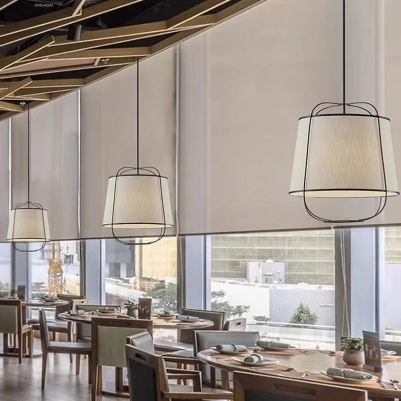 Lampu gantung restoran Cina ruang makan modern sederhana lampu gantung makan belajar kain ruang teh homestay kreatif