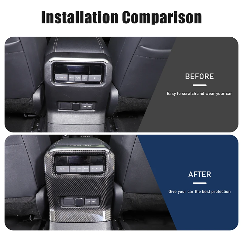

For Toyota Land Cruiser Prado 250 LC250 2024+ Real Carbon Fiber Car rear air conditioner air outlet anti-kick cover accessories