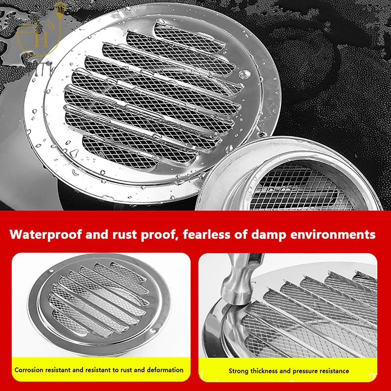 70/80/100/120/150MM Round Stainless Steel Air Vent Grille Insect Protection Home Exterior Wall Ducting Ventilation Tool image 2