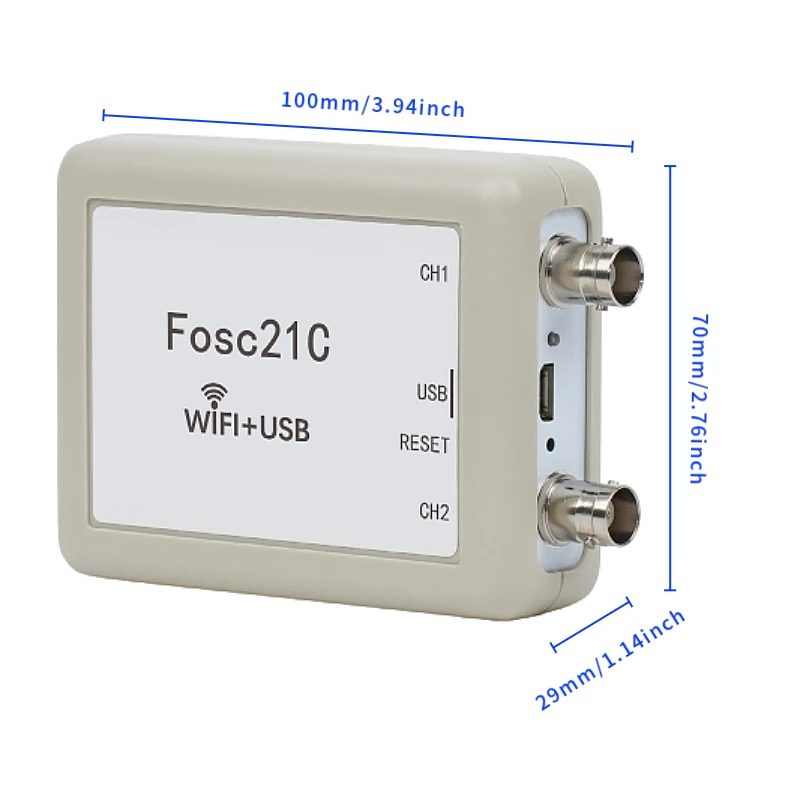 Fosc21C 2-kanałowy WIFI bezprzewodowy oscyloskop USB PC oscyloskop 1Mhz przenośny oscyloskop rozwoju MCU