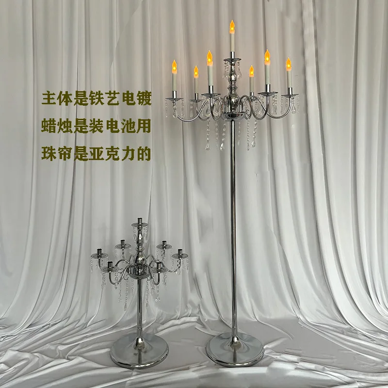 New wedding props silver wrought iron electroplated candle holder decoration wedding table ornaments photography window display