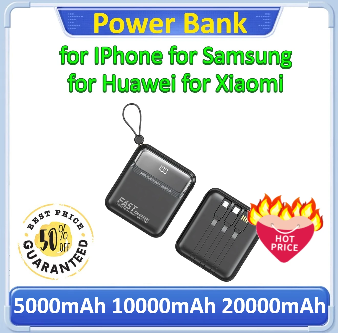

5000mAh 10000mAh 20000mAh 3C Certification Comes Portable Power Bank For IPhone For Xiaomi For Samsung Super Fast Charging
