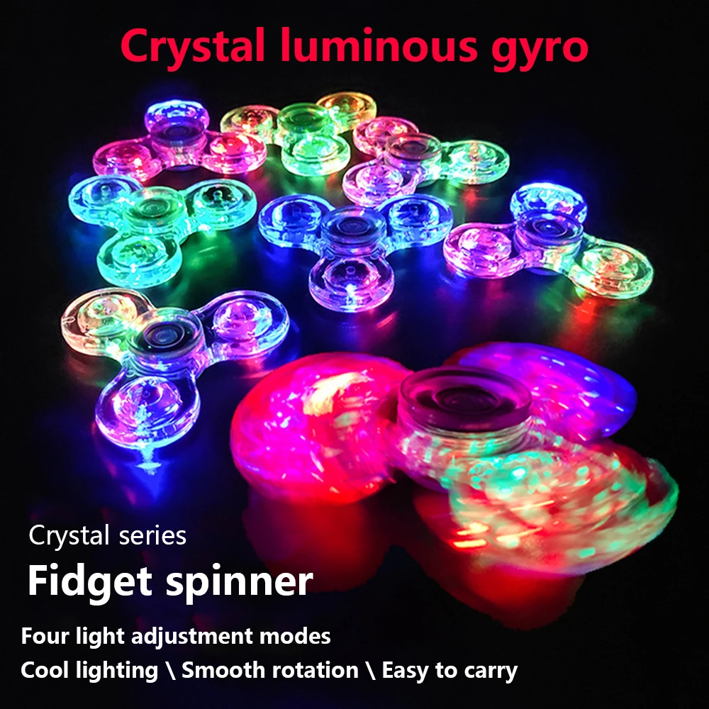 Luminous LED light Fidget Spinner Hand Top Spinners Glow in Dark Light EDC Figet Spiner Finger Stress Relief Toys