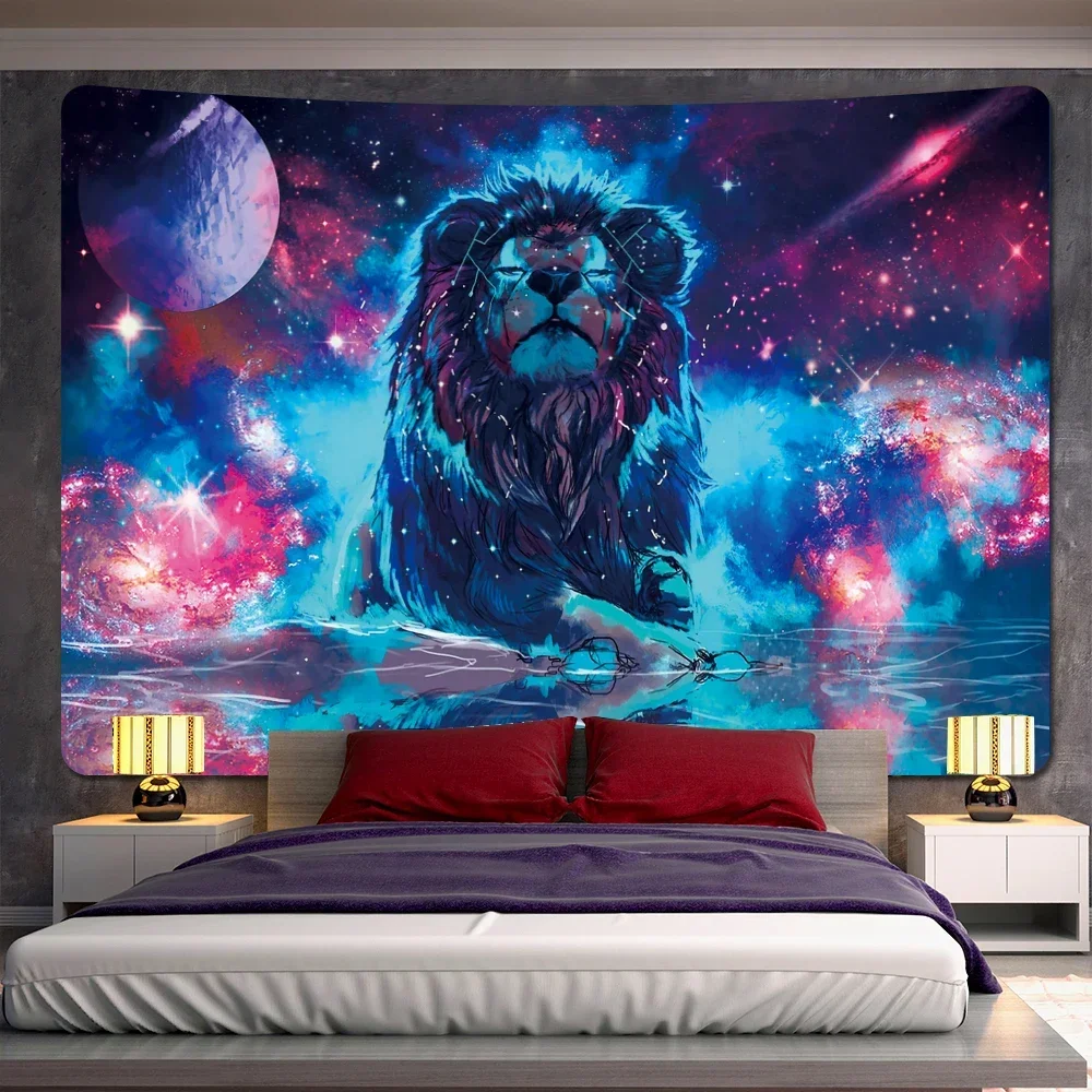 Lion Animal Psychedelic Scene Home Decoration Art Tapestry Hippie Bohemian Decoration Living Room Bedroom Wall Tapestry