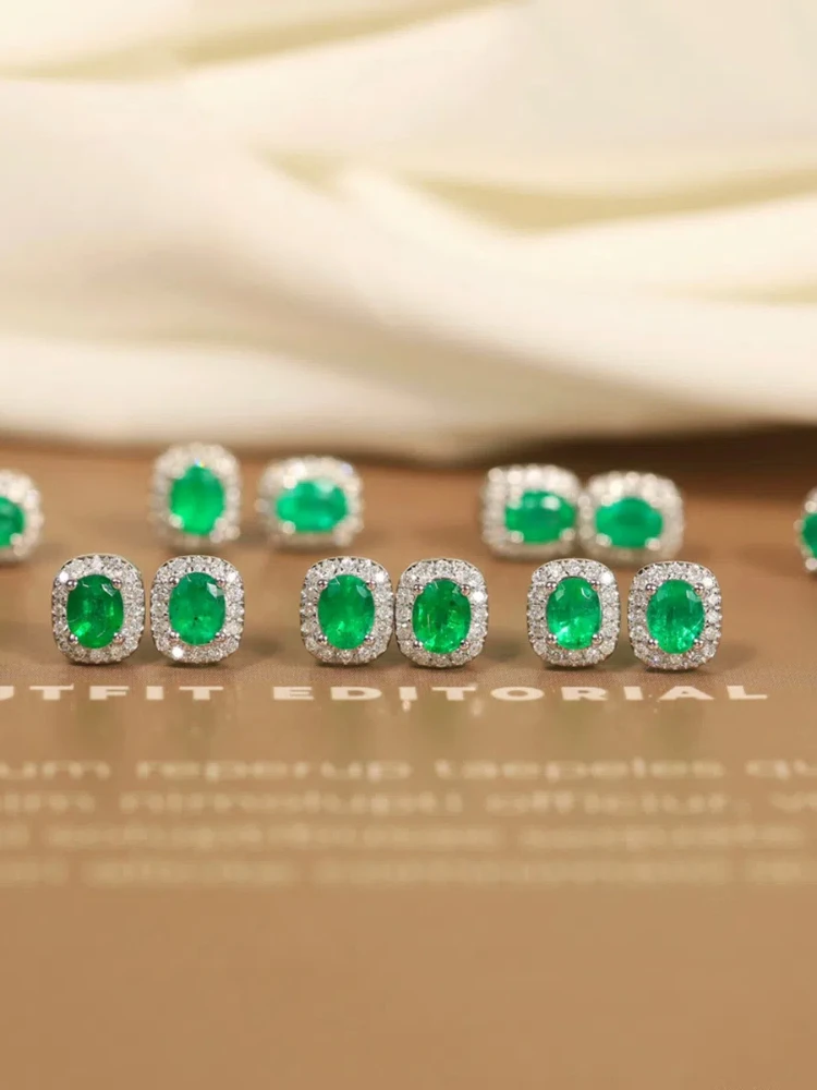 

S925 Sterling Silver Women's for Grandma Green Zircon Square Stud Earrings new Jewelry for Women Daily Wear Holiday Party Gifts