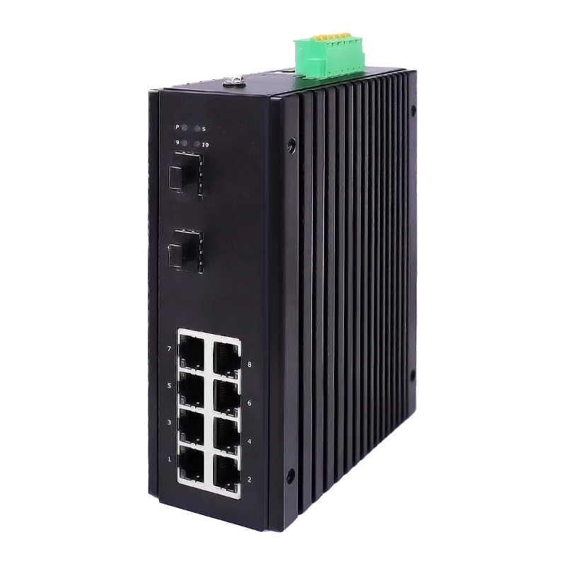 Gigabit 10-port Industrial Ethernet Switch, JT-COM 8*1000M RJ45 ports + 2*10G SFP+ uplink industrial switches