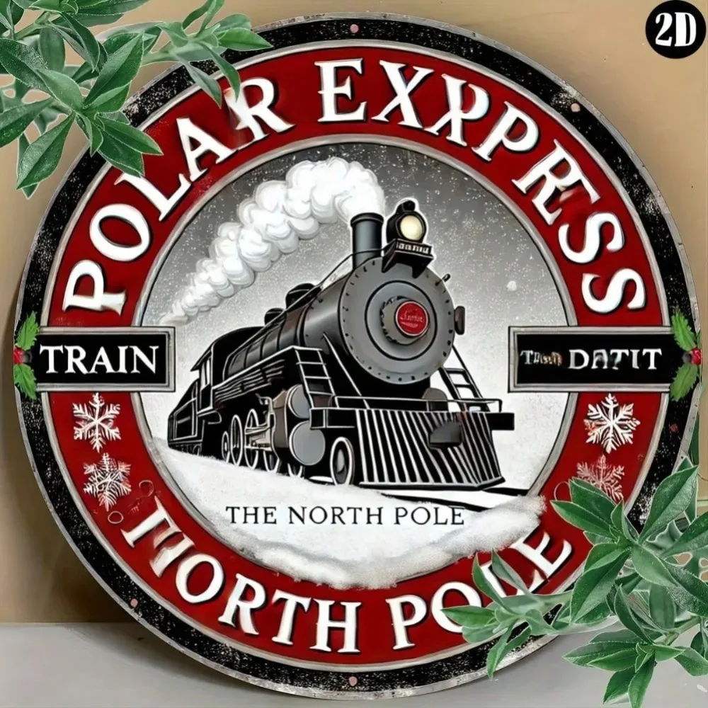 ديكور فني جداري معدني من Snowwonder Polar Express، هدية عيد الميلاد منقوشة برقائق معدنية لغرفة المعيشة المنزلية والمقهى #6