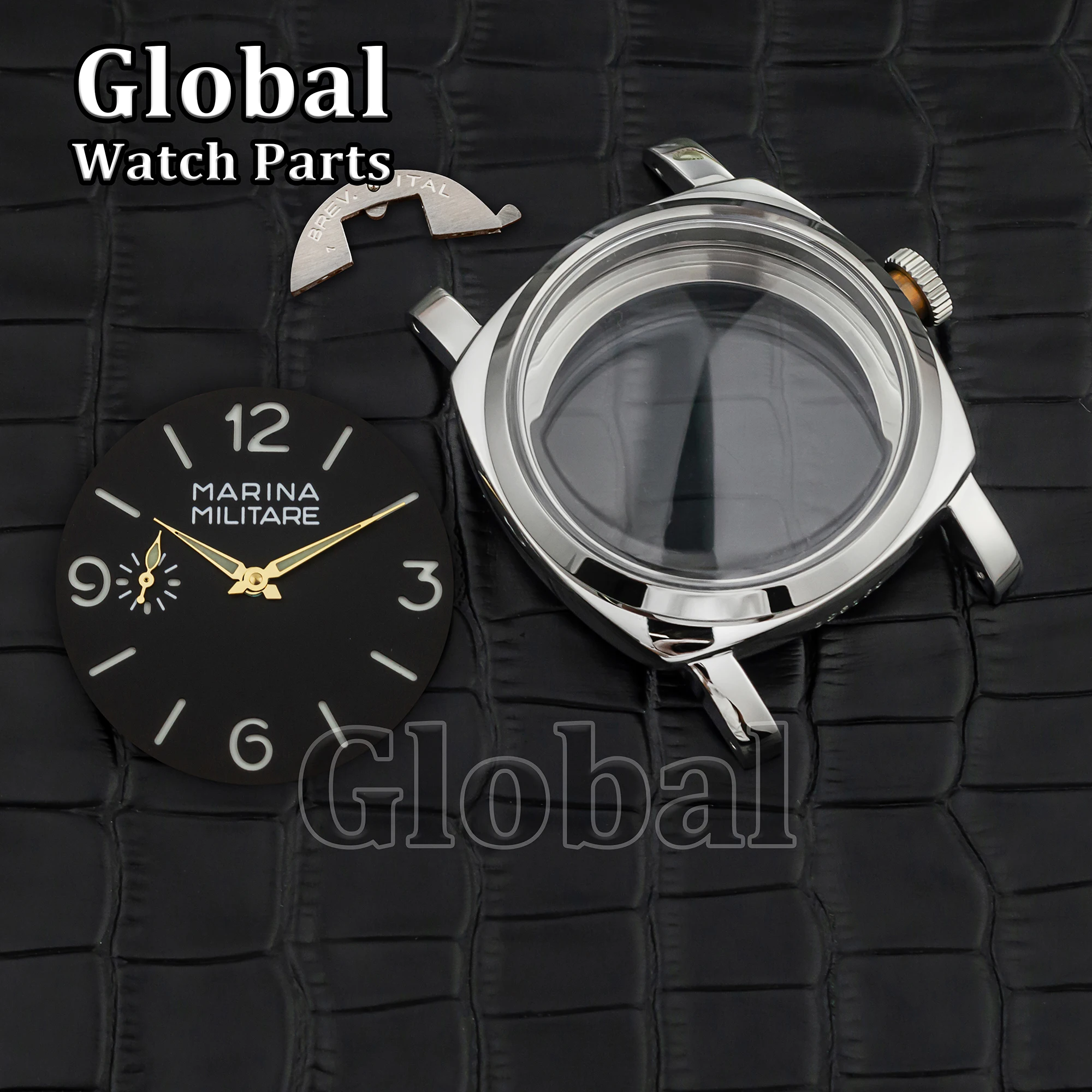 

47mm for PAM 6152 Retro Stainless Steel Watch Case Dial Luminous Hands Fit ETA6497/6498 ST3600 Mechanical Movement Mod Parts