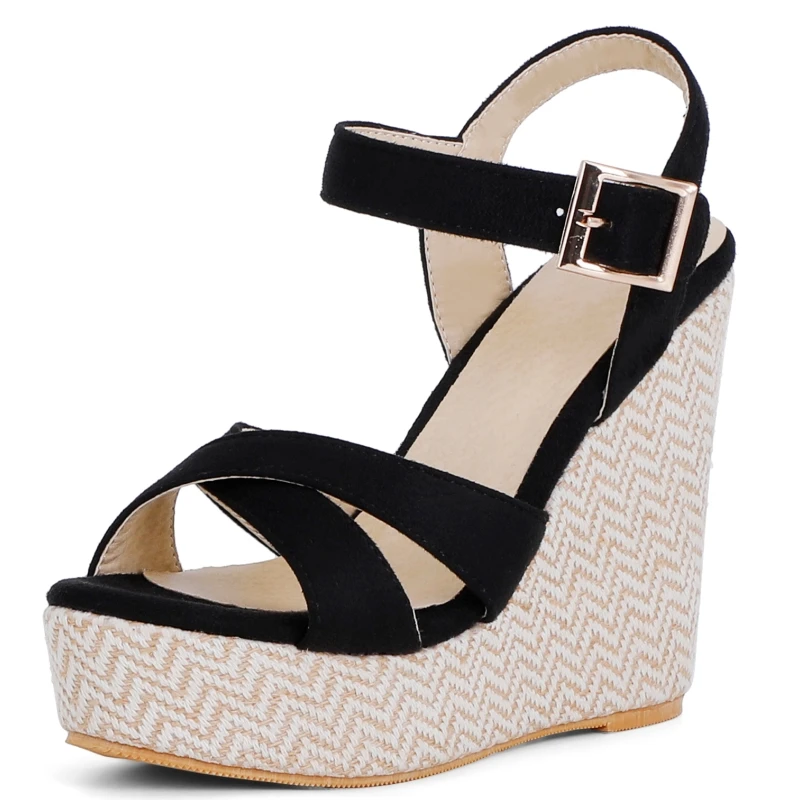 Wiggen Sandalen Vrouwen Zomer 2026 Platform Hoge Hakken Gladiator Slippers Zwart Roze Gebreide Party Schoenen Vrouwelijke Grote Maat 45