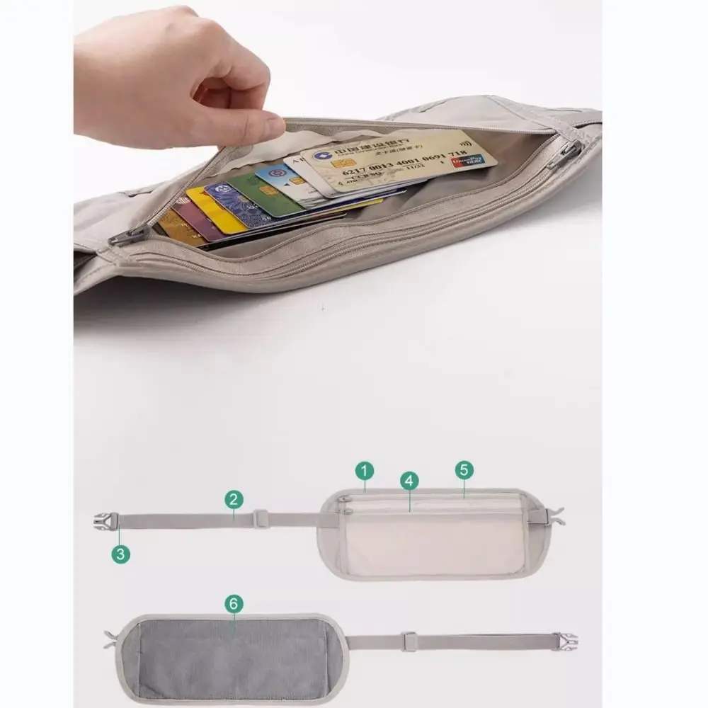 New Invisible Close-fitting Waist Bag Ultra-thin Solid Color Travel Passport Bag Anti-theft Breathable Hidden Security Wallet