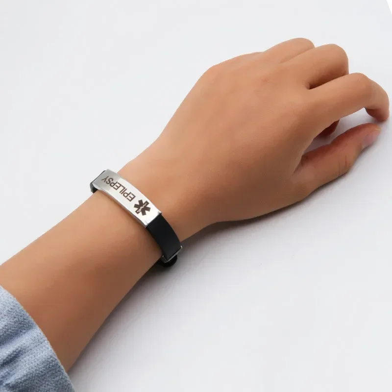 Braccialetti identificativi per avviso medico per diabete tipo 1 per uomo donna bambini braccialetti in silicone regolabili gioielli ICE SOS