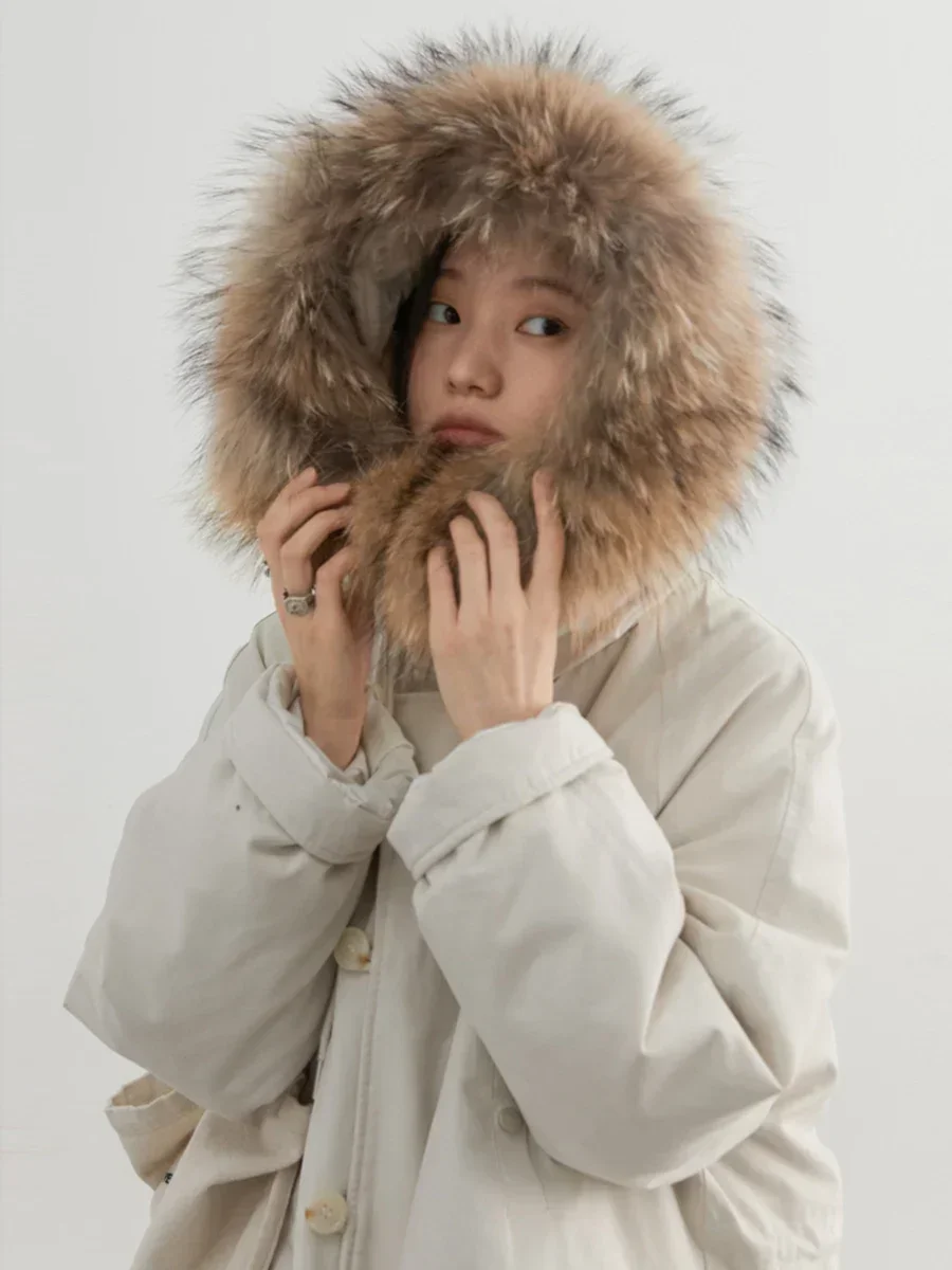 CHIC VEN Women Down Coats Casual Loose Hooded Fur Collar Warm Jackets Korean 90 White Duck Down Female Coat Autumn Winter 2024