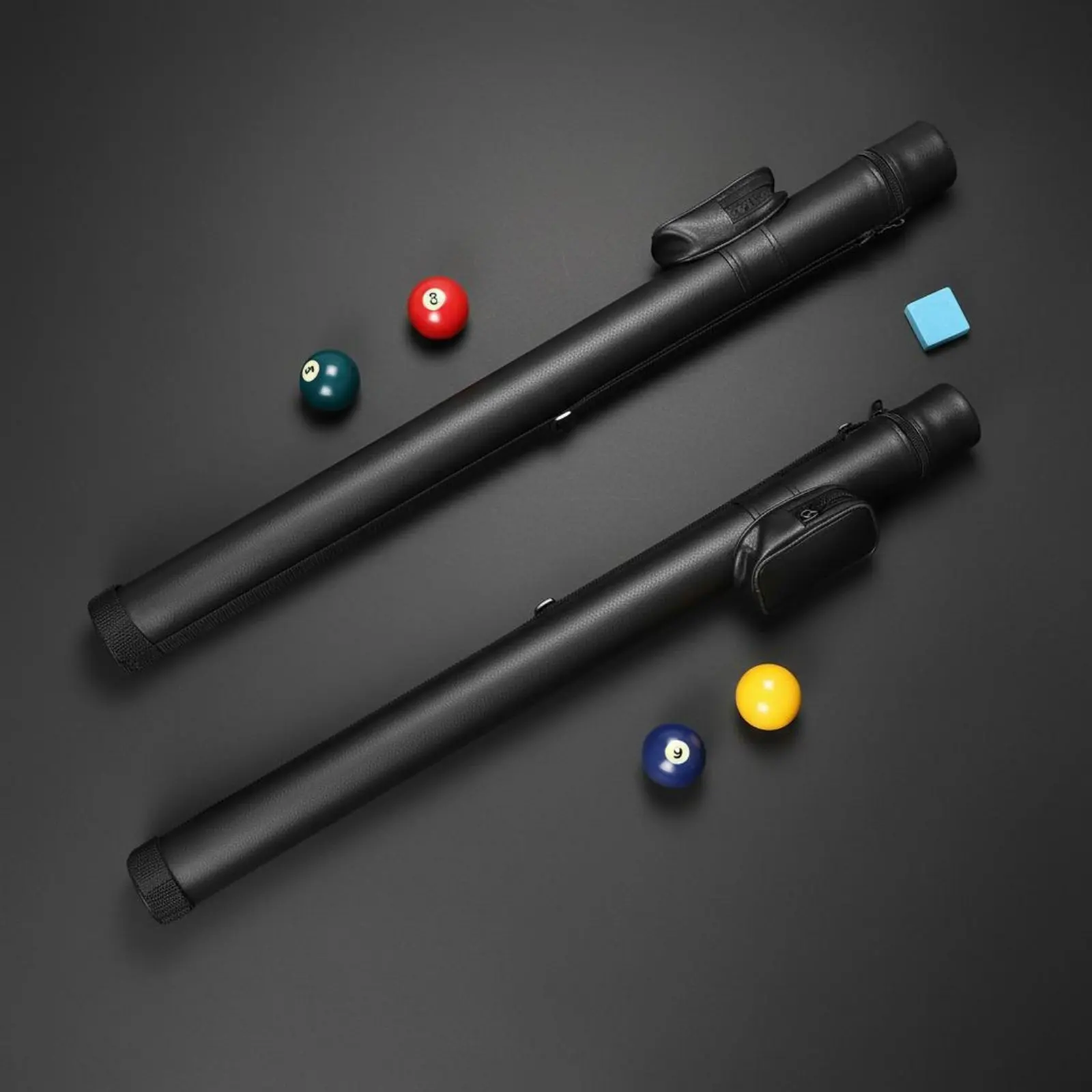 

2-Piece Cue Case Soft Interior Lining 1/2 Split Cue Case Pool Stick Bag Padded Protection Billiards Accessory for Travel