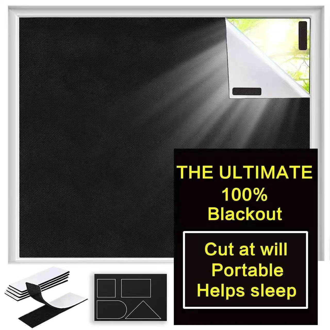 100% Blackout Curtain DIY Portable Travel Removable Dark Window Film Self-Adhesive Curtain, Portable Blackout Curtain for Bedroo