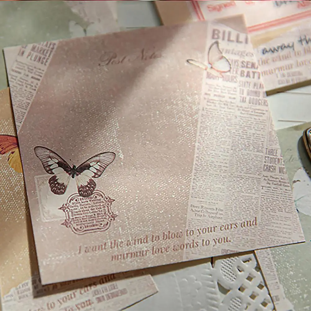 ملاحظات لاصقة عتيقة ، ورق الكتابة اليدوية ، فراشات مختوم أنيقة ، مذكرة بسيطة ، ملاحظات ، سلسلة ملاحظات ، ديكور بطاقة