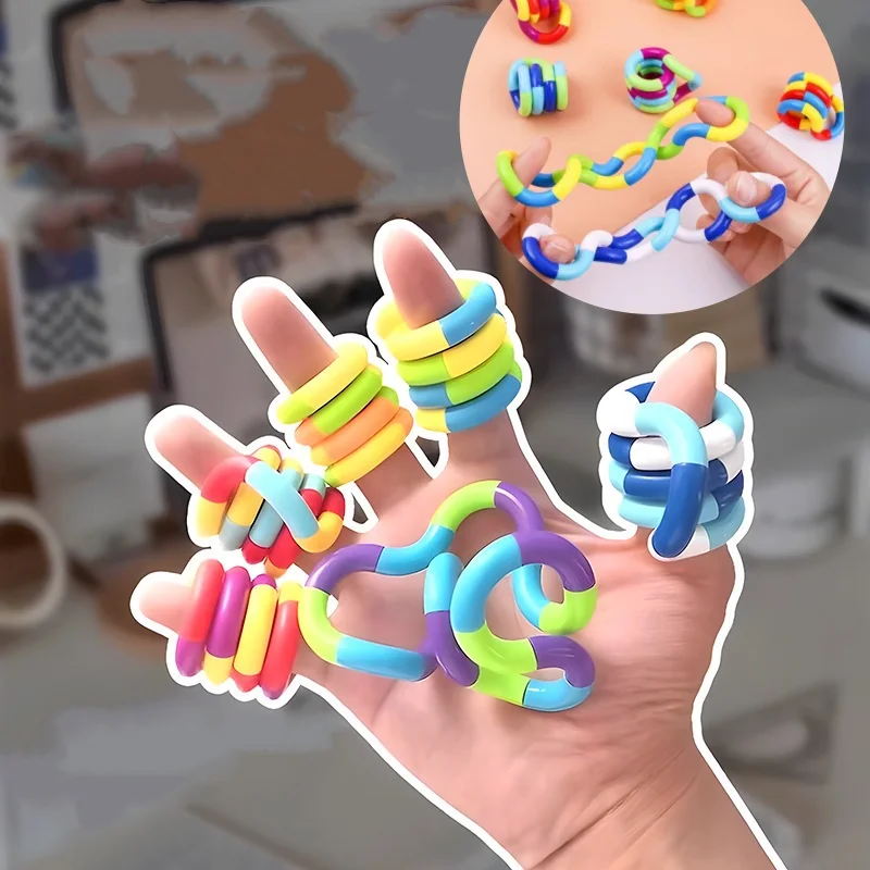 2-5Pcs Rainbow Tangle Twist Fidget Toy Stress Relief Sensory Stretch Rope for Kids Adults Autism ADHD Anxiety Birthday Gift