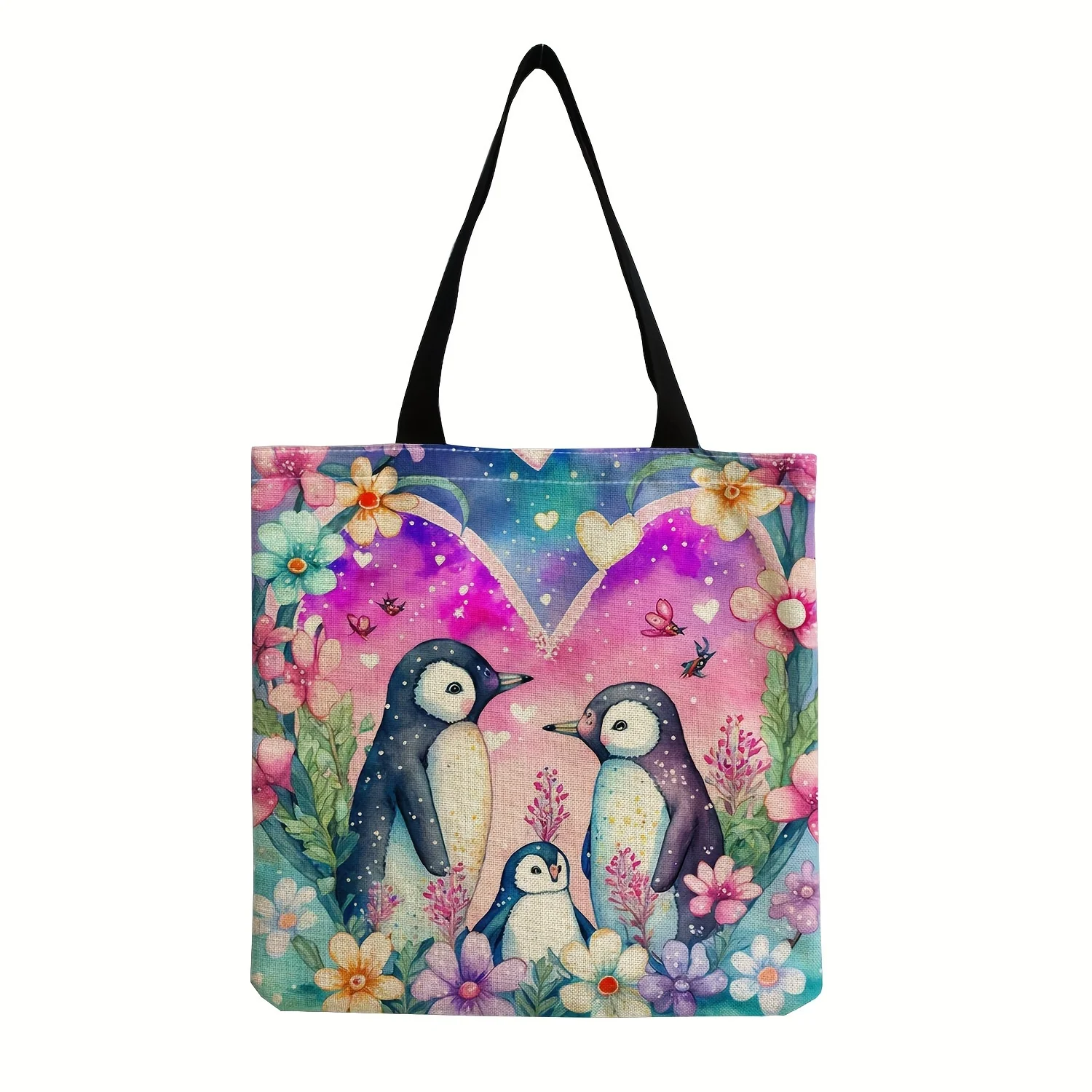 Cute Penguin Pattern Shoulder Bag for Women - Lightweight and Versatile Shopping Handbag