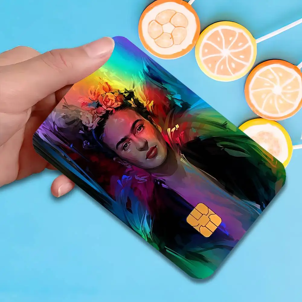 F-FridaS-S Art K-KahloES Credit Bank Sticker ID Access Card Cover Skin Rainbow Color Laser Stickers Film
