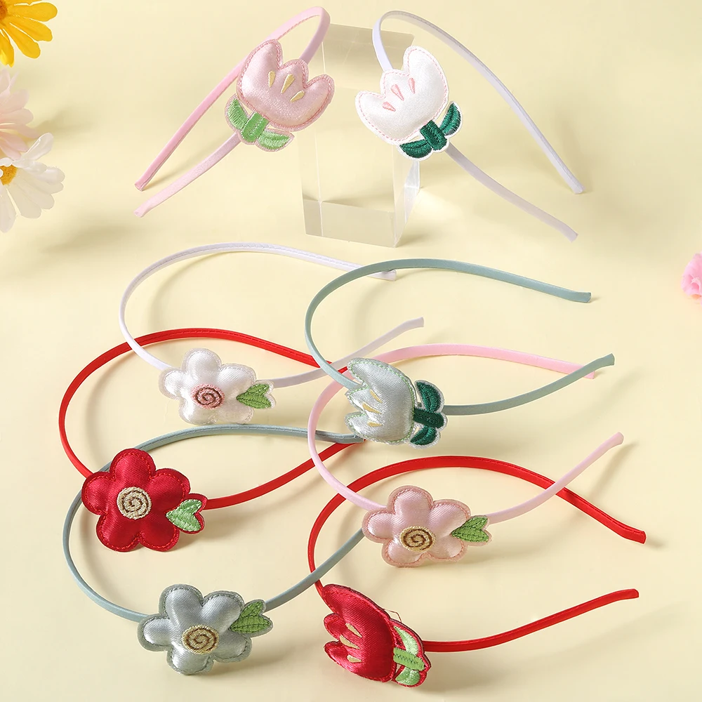 New Tulip Flower Headband Sweet and Cute Children's Hairband Simple and Versatile Pressed Hair Accessories Girl's Headwear