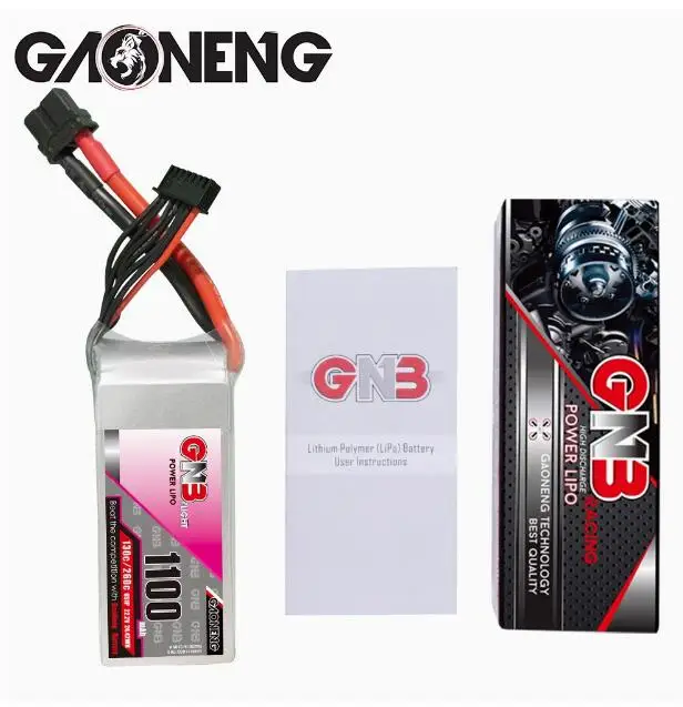 Gaoneng GNB 1100mah 22.2V 6S 130c Lipo Battery - XT60 for ong Range Free Style RC Drone FPV