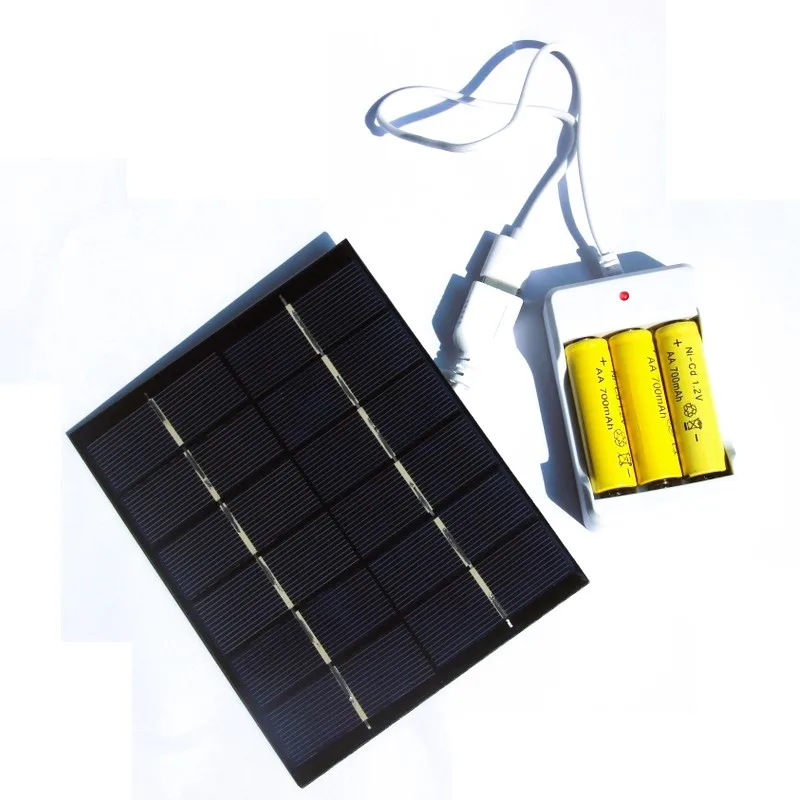 Customized 6V 2W Small Size Solar Panel Charger with Base for AA AAA Battery Charging Polycrystalline Solar Phone Charger