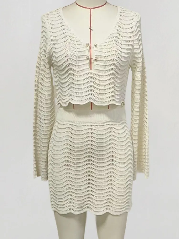 ملابس السباحة تنورة التستر 2 قطعة مجموعة النساء المحاصيل القمم وتنورة صغيرة ثوب السباحة موضة الصلبة الجوف مثير الشاطئ التستر وتتسابق