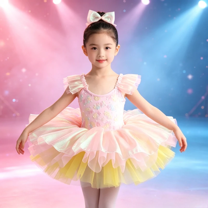 

Fluffy Mesh Dance Dress Elegant Princess Style Girls Performance Wear Ideal for School Shows Festival Events & Themed Parties