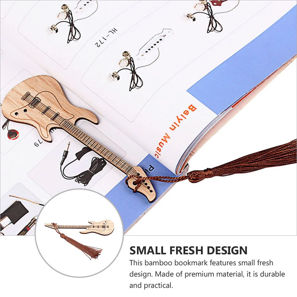 

Guitar Shape Bamboo Bookmark Creative Eco-Friendly Page Marker Book Decoration for Readers Students Graduates