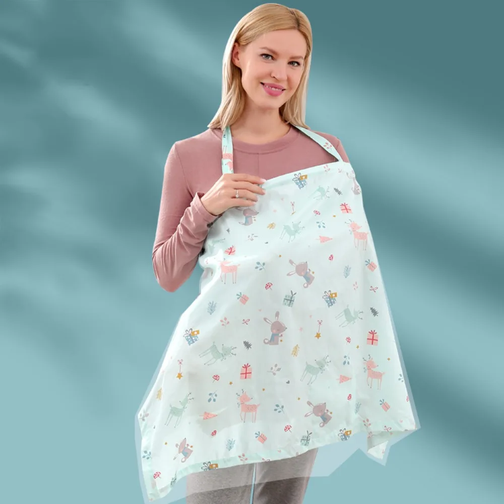 Comfortable Mesh Breastfeeding Cover Cartoon Adjustable Outdoor Nursing Towel Cotton Feeding Cover Baby Stroller Blanket Mother