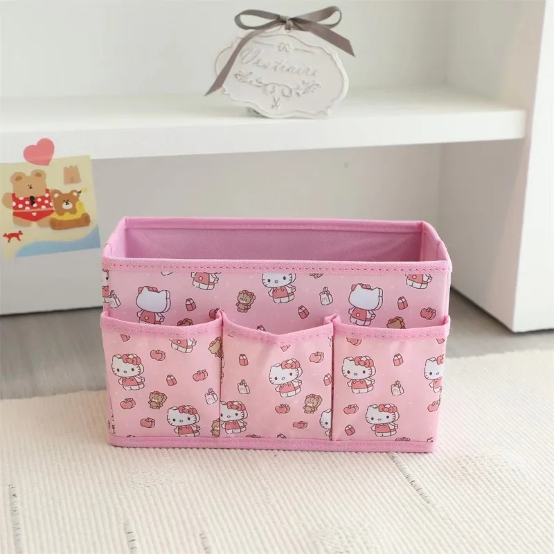 Sanrio Hello Kitty Storage Box Cartoon Square Foldable Cosmetics Storage Box Desktop Miscellaneous Stationery Organizing Box