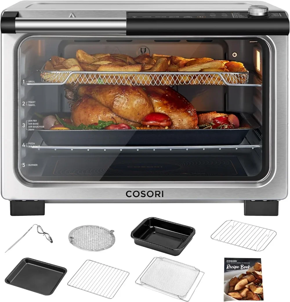 

COSORI 13-in-1 26-Quart Ceramic Air Fryer Toaster Oven Combo, Flat-Sealed Heating Elements for Easy Cleanup, Innovative Burner