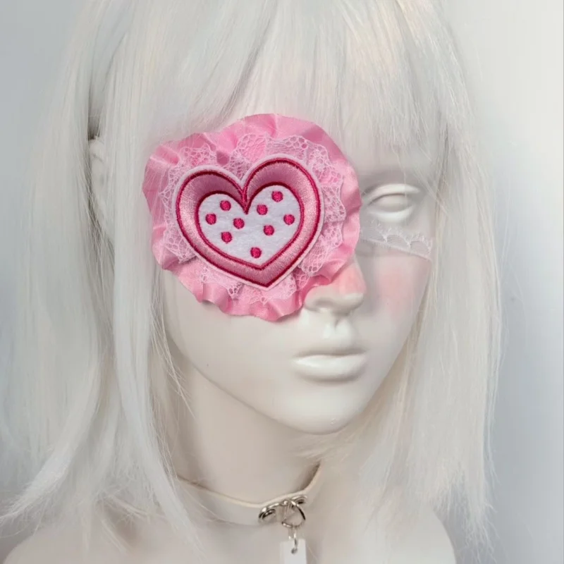 2025 New Original Pink Medical Series Eye Patch Y2K Lace Heart Subculture Soft Girl Cosplay Eye Shade Adjustable
