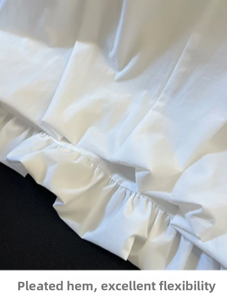 الصيف ort Svel طوق المرأة irt الكورية Sle فضفاضة تناسب الأزهار تصميم القطن مزيج الألياف المرنة عارضة أعلى #3