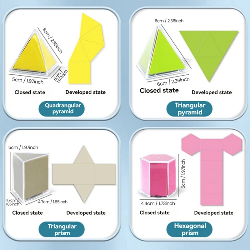 Décennie s géométriques 3D pour enfants, jouets mathématiques, poignées amovibles, zone de cube, agrandir, matériel d'apprentissage paroissial, jouets mentaires oriels