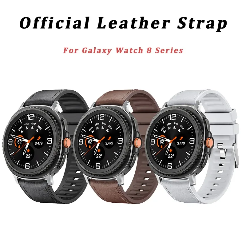 

Official No Gaps Leather Strap for Samsung Watch 8 Ultra 2 Watch 8 40MM 44MM Band for Galaxy 8 Classic 46MM Bracelet Accessories