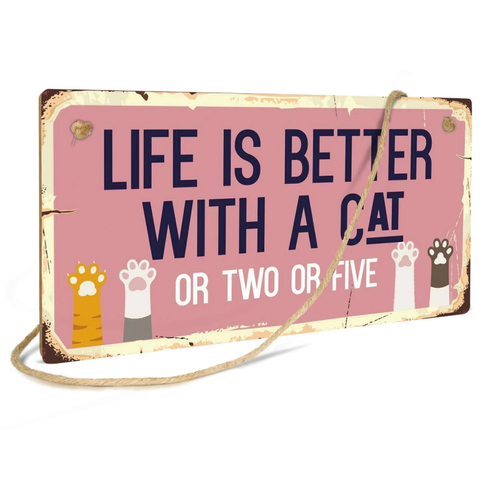 1pc, Funny Wooden Cartoon Cat Hanging Plaque - Pet Sign and Wall Decor for Cat Lovers - 4in X 8in