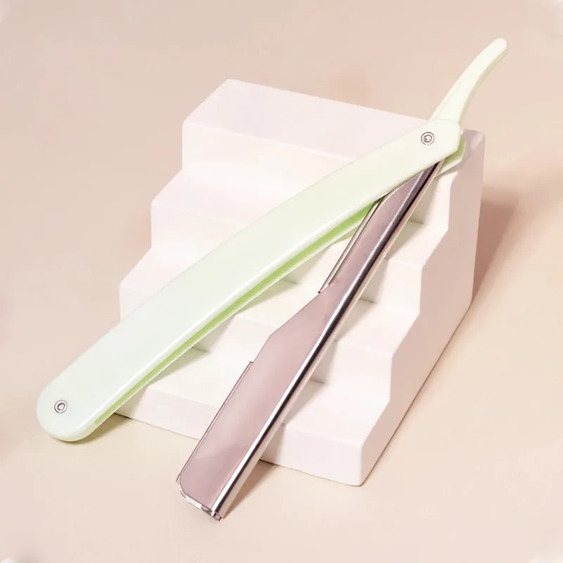 Salon Barber Knife Men's Hair Shaver Manual Straight Edge Stainless Steel Sharp Cutter Holder Folding Shaving Beard Supplies