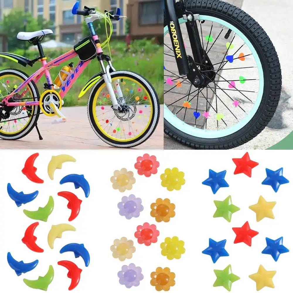 20PCS Bike Accessories Colorful Spoke Beads Glow Star Bicycle Wheel Spoke Beads Mixed Color Plastic Children Gifts