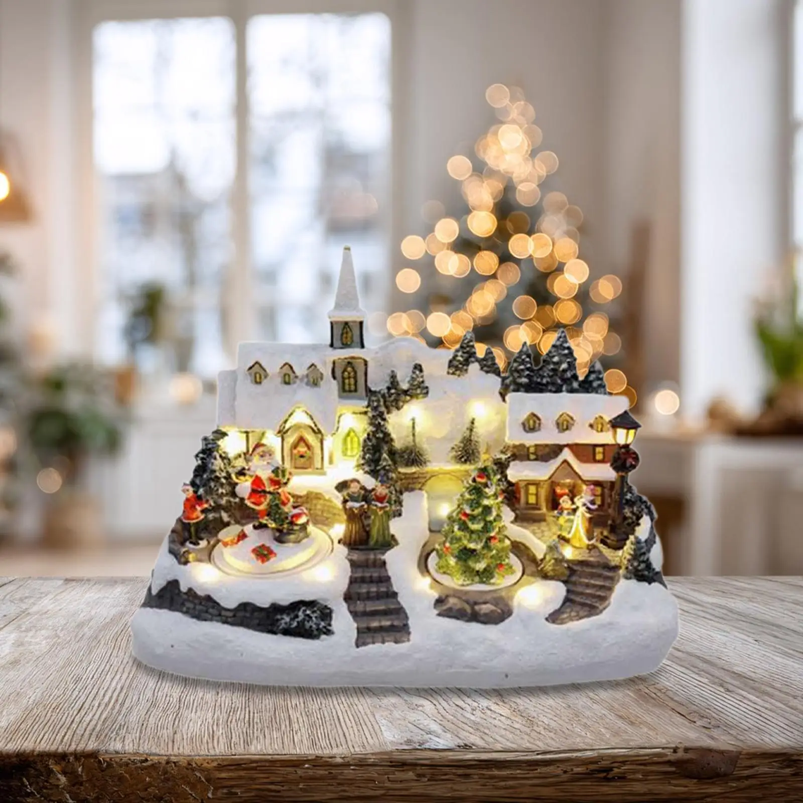 

Рождественский дом, фигурка сцены, рождественские украшения, коллекционные здания, освещенные зимой