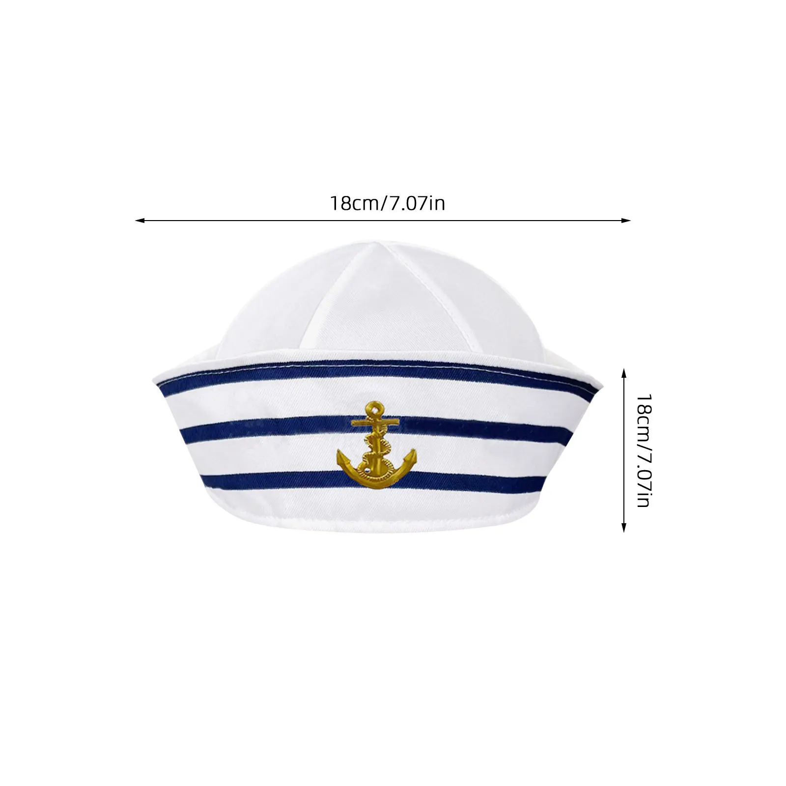 Kapitein Hoed Blauw Wit Gestreept Polyester Matrozenhoed Mannen Vrouwen Cosplay Stage Performance Party Kostuum Accessoire