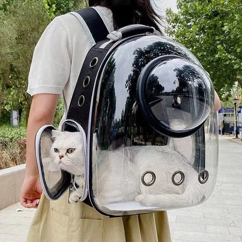 

All-in-one fashion pet backpack portable transparent cat outing box zipper seal solid panoramic space capsule design