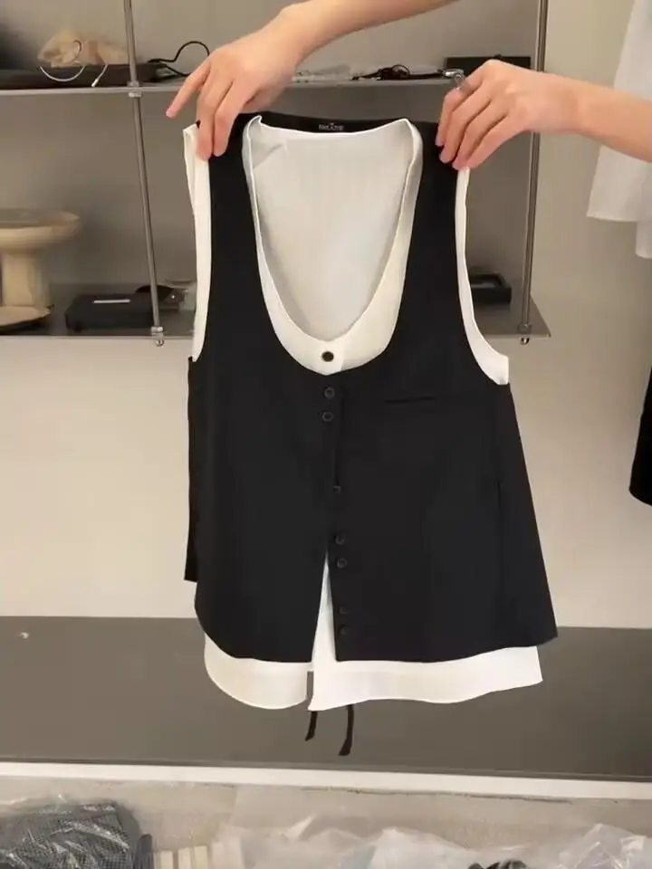 High-End Women's Summer Slim Fit Svel Top And Vest Two-Piece Set Faion Design South Oil Premium Brand Lace irt