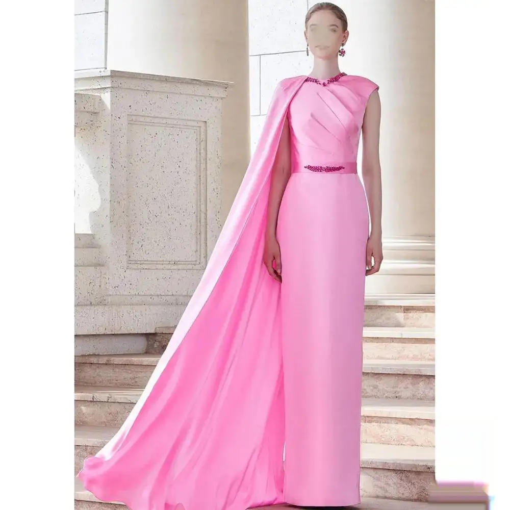 

Dress Floor Length Luxury Birthday Evening Dress Shawl Sleeves Summer Elegant Wedding Party Gowns For Women Arab 2024