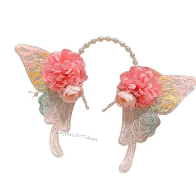 Băng tóc trẻ với chiếc băng đô của Bướm và Trang trí hoa H7EF