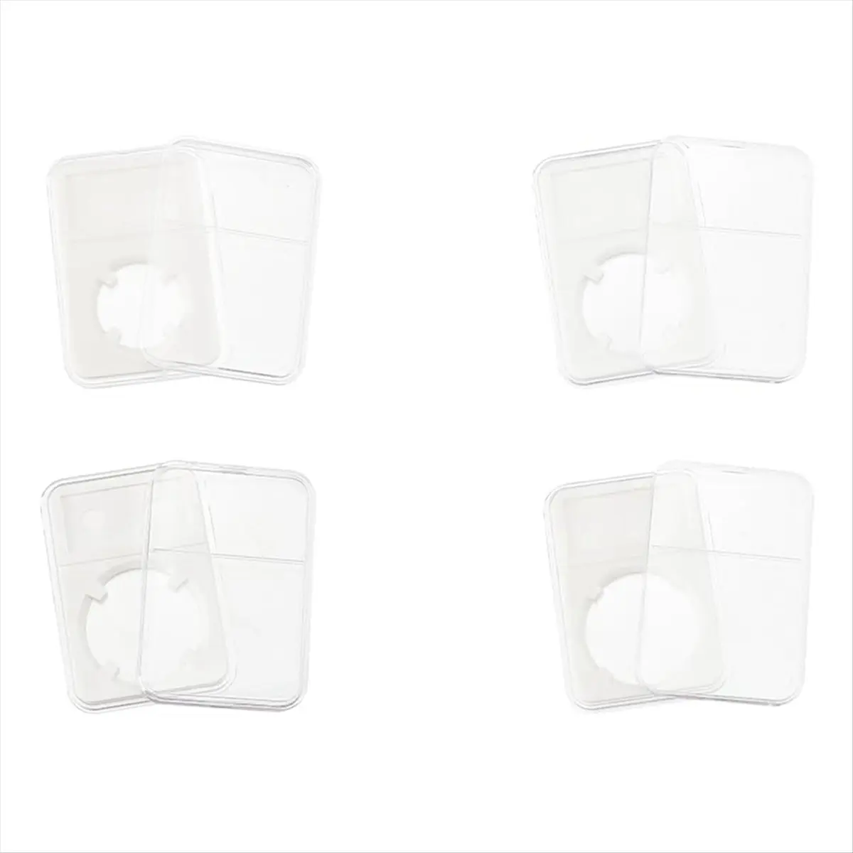 ABFS 8Pcs Coin Slab Snap Display Holder, 4 Size White Coin Cases for Collectors Coin Display Box Plastic Dollar Coin Holder