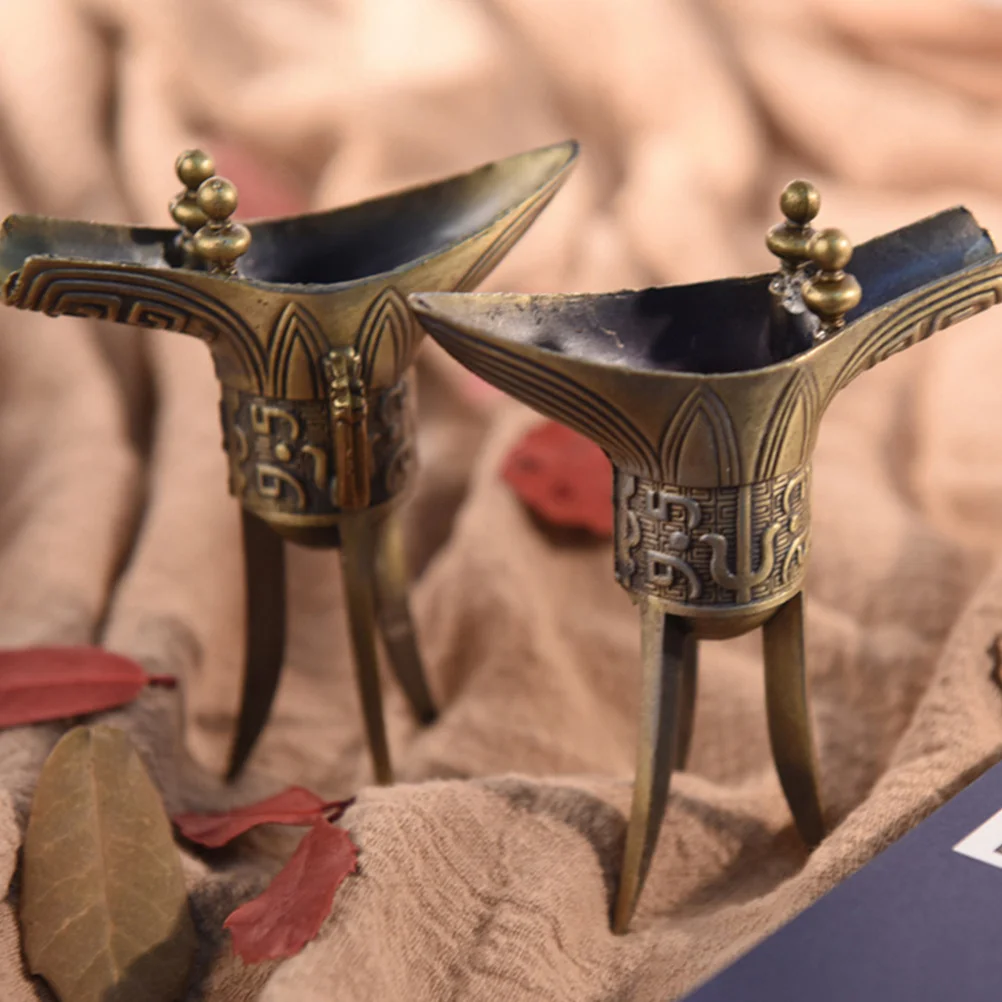 

Винтажный металлический бокал для вина в китайском стиле для декора дома, офиса, бара, украшение для фотосессий