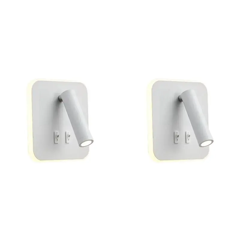 

【ГОРЯЧИЕ ТОВАРЫ】2 светодиодных настенных светильника для чтения с выключателем и USB-портом, поворотные прикроватные настенные лампы, настенные бра-споты для спальни