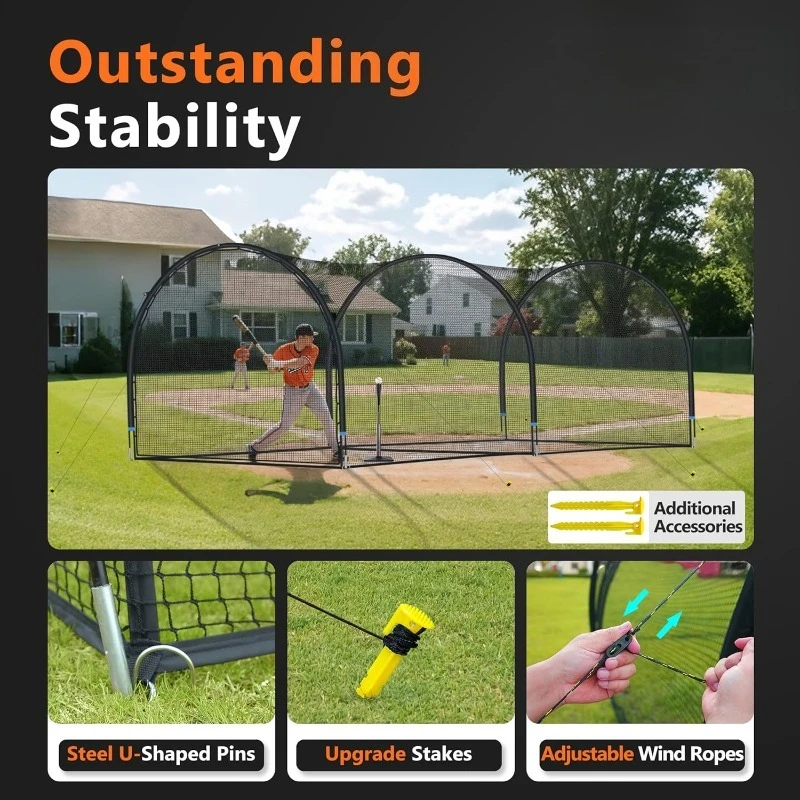 Baseball Batting Cage 13/20/30ft for Backyard, Baseball Training Equipment Netting Cages, Golf Softball Baseball Nets